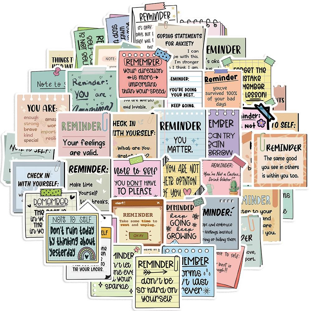 50 Reminder Sticky Notes Series Graffiti Stickers Guitar Notebook Suitcase DIY Waterproof