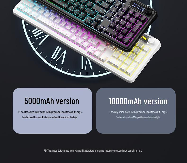 BOW Hangshi K920BDL RGB Подсветка Проводная/Беспроводная Bluetooth Игровая Клавиатура с Механическим Ощущением