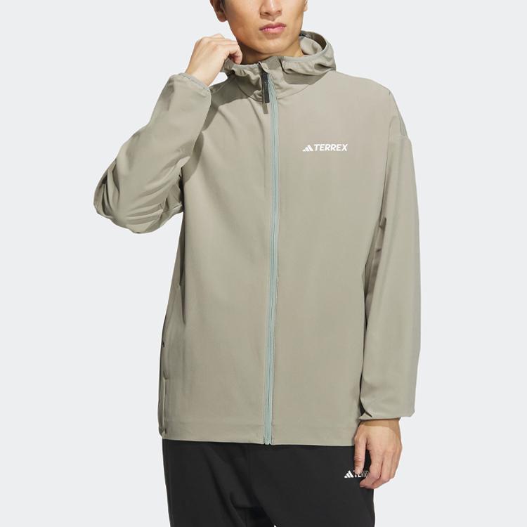 adidas Однотонная толстовка на молнии с логотипом Transitional, солнцезащитная куртка, верхняя одежда унисекс, каменно-серебристо-серый IC4425