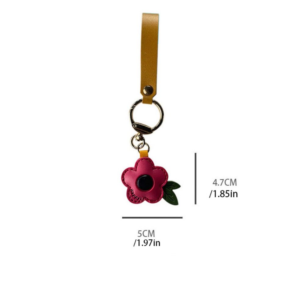 Multi-color Flower Keychain Tassels Flower Bag Pendant Cute PU Leather Key Ring  Couple