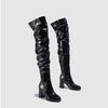 New Women's Long Boots Patent Leather Over The Knee Boots Sexy Womens Pumps Fashion Thick Heels Women Shoes Zlp Zapatos De Mujer