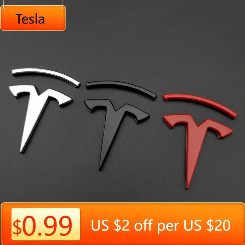 Автомобильная наклейка Tesla 3D МЕТАЛЛИЧЕСКИЙ значок на капот автомобиля Наклейка-шильдик на задний багажник Декор заднего багажника Для Tesla Model S X 3 Y 2017 За шт.