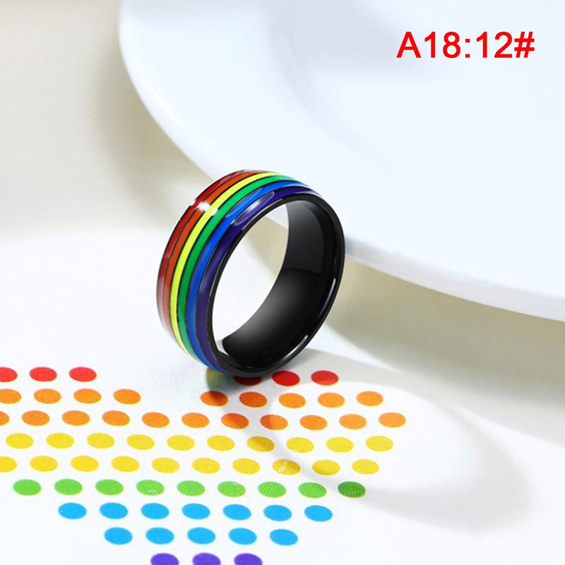 Эмалированное кольцо из нержавеющей стали с радужным ЛГБТ-кольцом для геев-лесбиянок