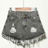Fashion Sexy Women High Waist Ripped Hole Denim Jeans Shorts Fraying Edges Short Pants