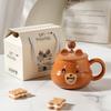 Творческий мультфильм керамическая чашка с крышкой высокая стоимость бытовой пара стакан воды подарочная коробка с рукой подарочный стиль
