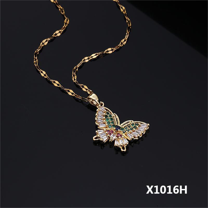 New Niche Design Retro Butterfly Micro-Inlaid Zircon Pendant Necklace Women'S Fashion Collarbone Chain
