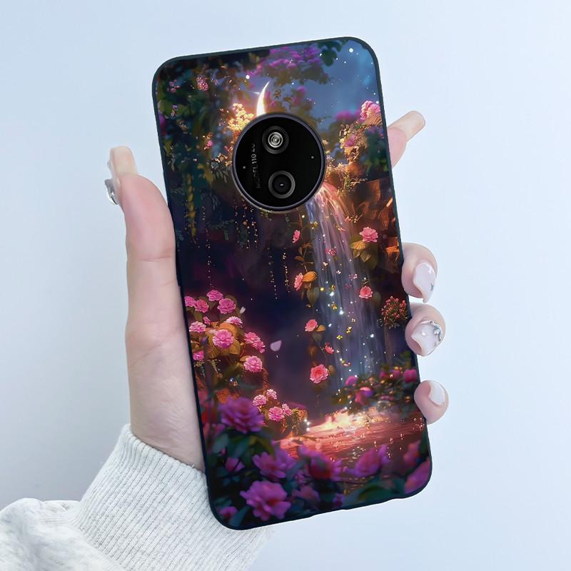 Чехол для телефона Nokia 125 HMD 110 4G 2024 Чехол Роскошный Милый Кролик Любовь Забавный Мультяшный Черный Матовый Мягкий Силикон Ударопрочный Чехол