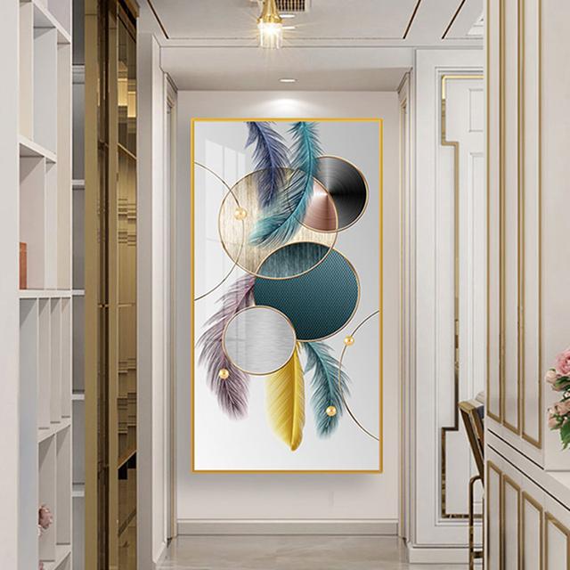 Золотое перо абстрактная картина на холсте плакаты на скандинавскую тему и принты настенные художественные картины для гостиной домашний декор без рамки
