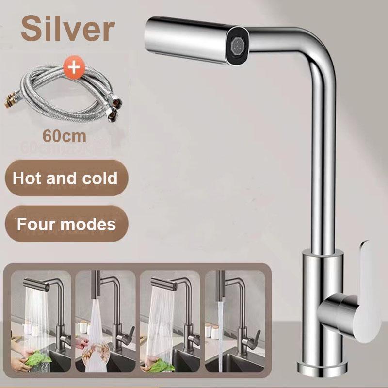 Kitchen Faucet Brass Metal Gray Faucet Kitchen Sink Faucet Pull-out Mixer Hot and Cold Water Taps Deck Mounted