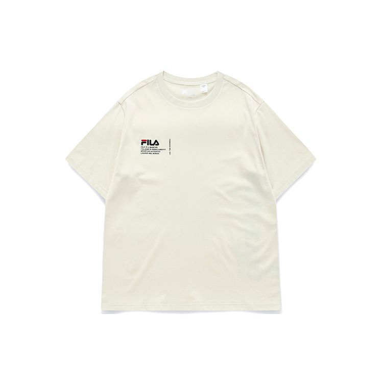 Fila Sports Casual Fashion Loose Breathable Round Neck Short Sleeve Drop Shoulder T-Shirt Men T-Shirts White F11M219105FIV