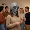 Unobstructed Breathing Alien Mask Halloween Grey Mask, Latex Full Head UFO Cosplay with Big Transparent Mesh Eyes, Soft Sci Fi Party Prop for Adults,