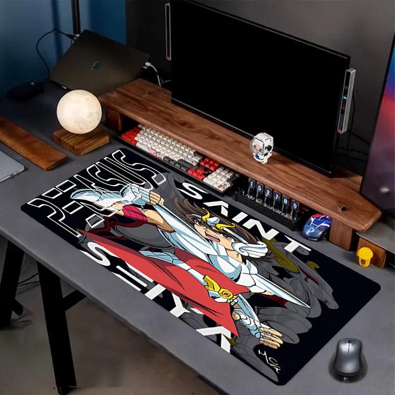 Saint Seiya Print Mouse Pad, Anti‑Slip Desktop keyboard Mat, for PC Laptop Gaming Working Daily Use, Cool Festival Surprise Gift