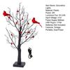 LED Vintage Glowing Tree with Cardinals Twinkle Trees Lamp Lifelike Berry Branch Lights Festive Holiday Party Decorations