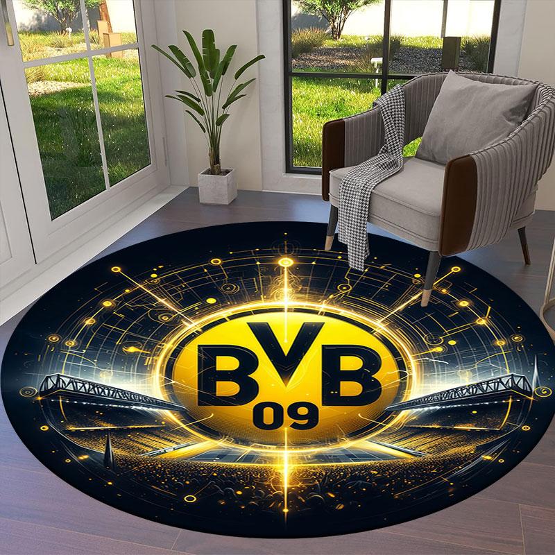 Borussia Round Area Rug,Carpet Rug for Living Room Bedroom Sofa Playroom Decor,Non-slip Floor Mat