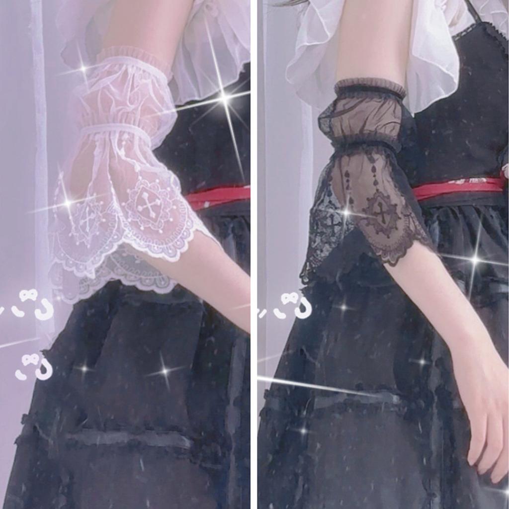 Elegant Lace Cuffs Decorative Sleeves for Female Teens Detachable Arm Cover Cuff Extension Trendy Clothing Accessories