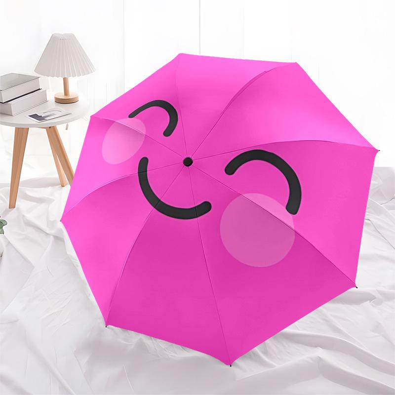 1pc Happy Pink Face Automatic Open/Close Umbrella - Compact Travel Umbrella, Gift for Birthday, Holiday yy260106052