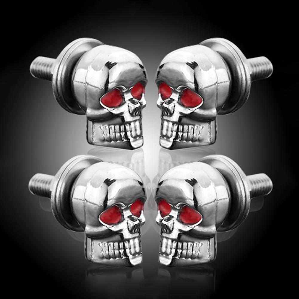 4Pcs 3D Skeleton Motorcycle License Plate Screw Fasteners