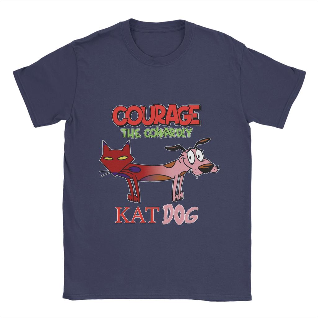 Футболки с собакой 'Courage Dog' для мужчин, из чистого хлопка, классные футболки, с круглым вырезом, короткий рукав, одежда с принтом