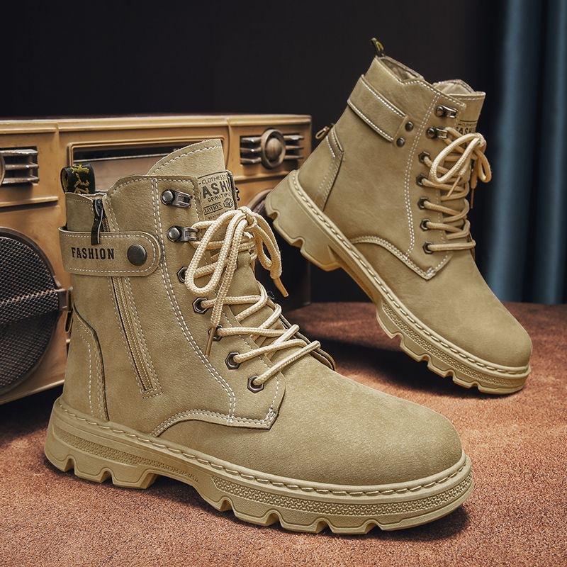 High-top Men's Shoes Autumn Outdoor Mountaineering Labor Insurance Shoes Tooling Boots Work Martin Boots Men's Locomotive Sports Trendy Shoes Men