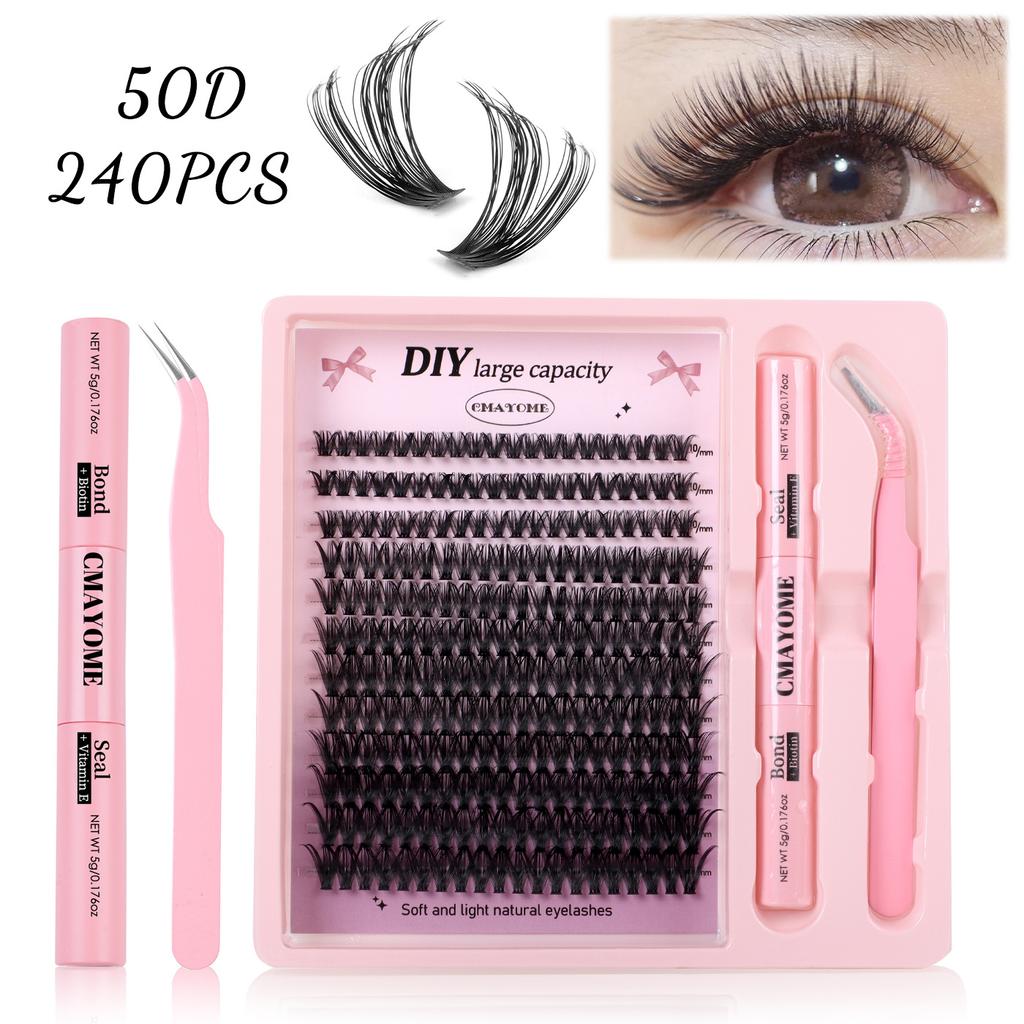 Segmented 10D-100D False Eyelashes DIY Kit, D Curl, Cluster Lashes, Natural & Voluminous