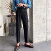 Мужские брюки Классические мужские офисные брюки Зауженный крой Высокая талия Винтажные карманы для формального делового стиля Элегантные формальные брюки
