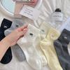 Women's Summer Thin Breathable Boneless Mesh Embroidered Bow Ballet Style Short Cotton Socks