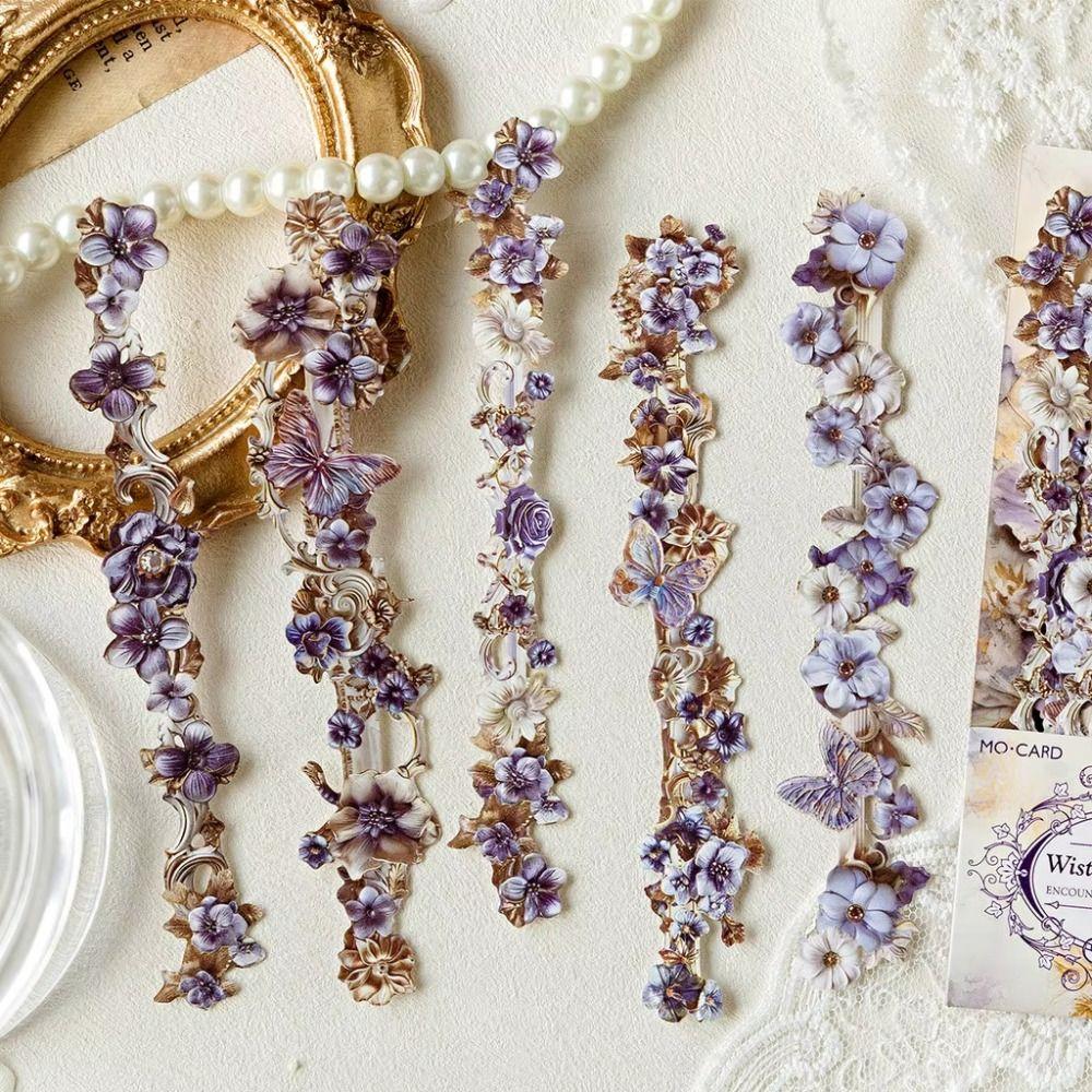 20 шт. Новые бумажные длинные цветочные наклейки Цветные для DIY Скрапбукинга Полые Рельефные Поделки Коллаж Канцелярские товары Декор Скрапбукинг