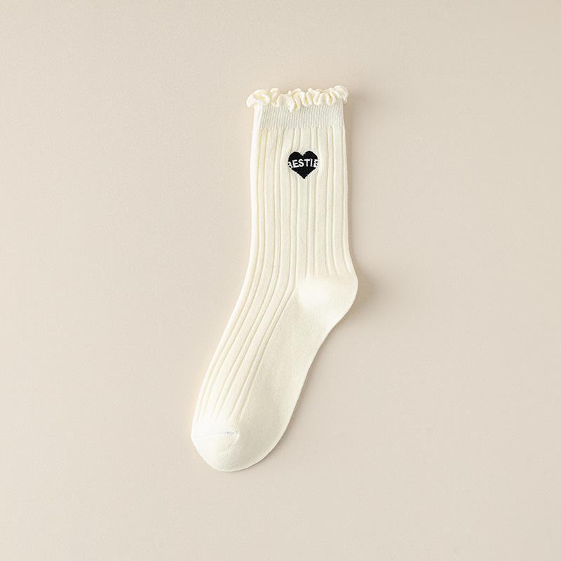 Women's Summer Thin Style Lacy Wooden Ear Edge In The Tube Pile Socks