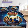 Комплект постельного белья с узором ФК Реал Мадрид Одеяло Покрывало Наволочка Домашний Декор Подарок на День Рождения (1 пододеяльник + 2 наволочки, без наполнителя)