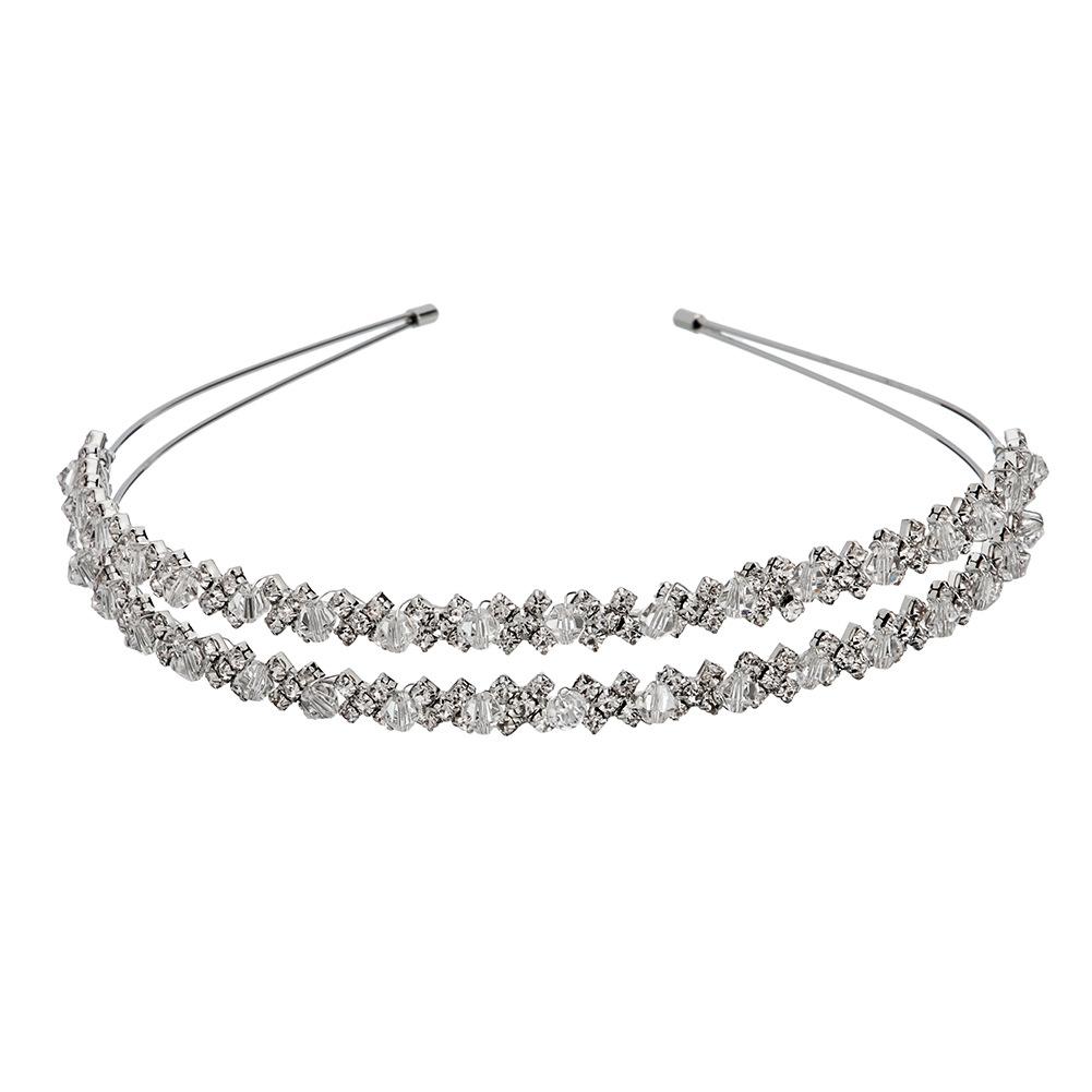 Роскошный свадебный ободок со стразами, простой двухслойный ободок ручной работы с кристаллами, ободок с фотографией