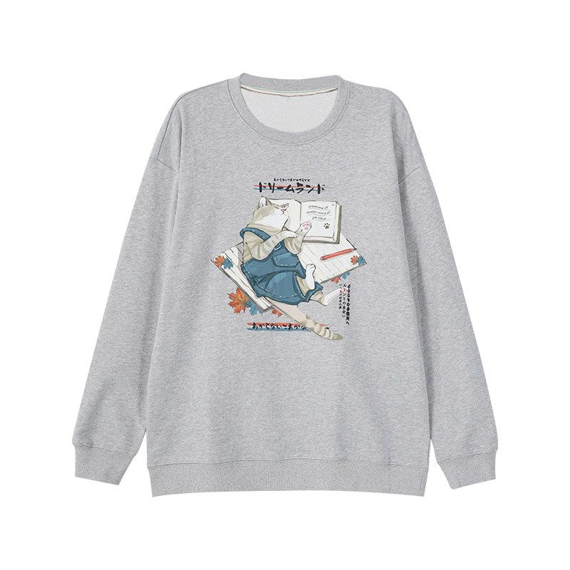 Wassup Trendy Brand Discount Off-Season Crewneck Sweatshirt Unisex Japanese Style Lazy Cat Couple Sleeveless Top