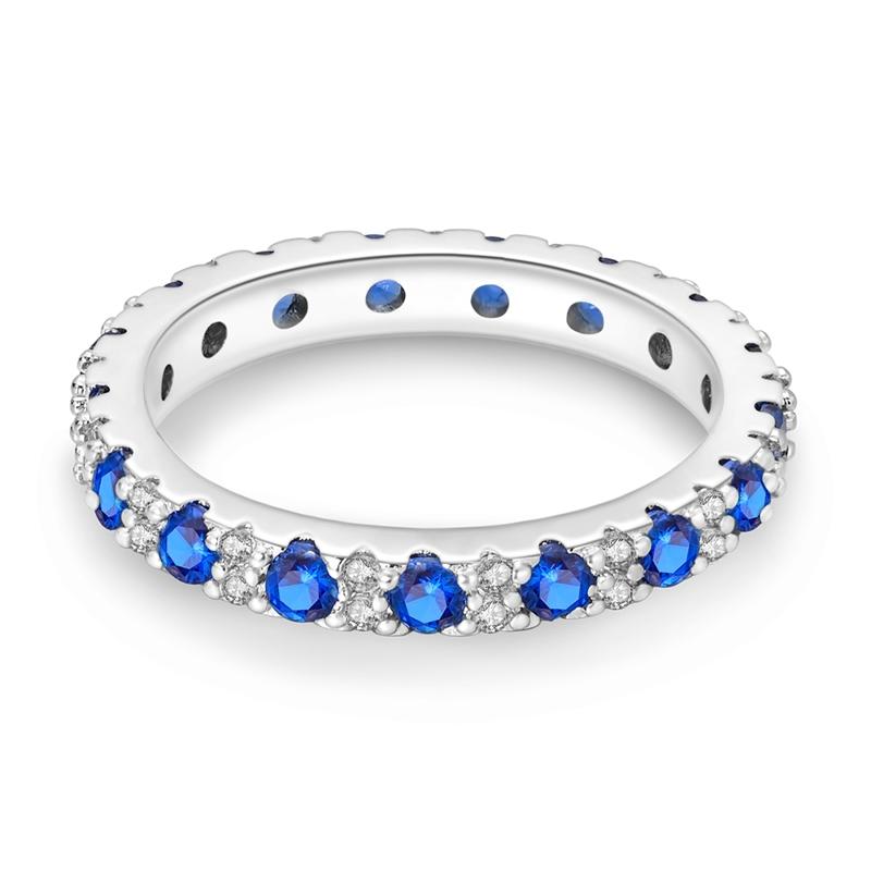 Original 925 Silver Ring Sparking Blue Zircon Rings For Women Girls Jewelry Birthday Anniversary Gifts