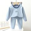 Girls Fall and Winter Thermal Underwear Set Solid Color Round Neck Long-sleeved Top + Pants Two-piece Set