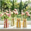 Ceramic Bud Vase Hand-Painted Vase, Minimalist Striped Floral for Fresh Hydroponic Plant Container Flowers, Pot Desk Window Sill Garden Colorful
