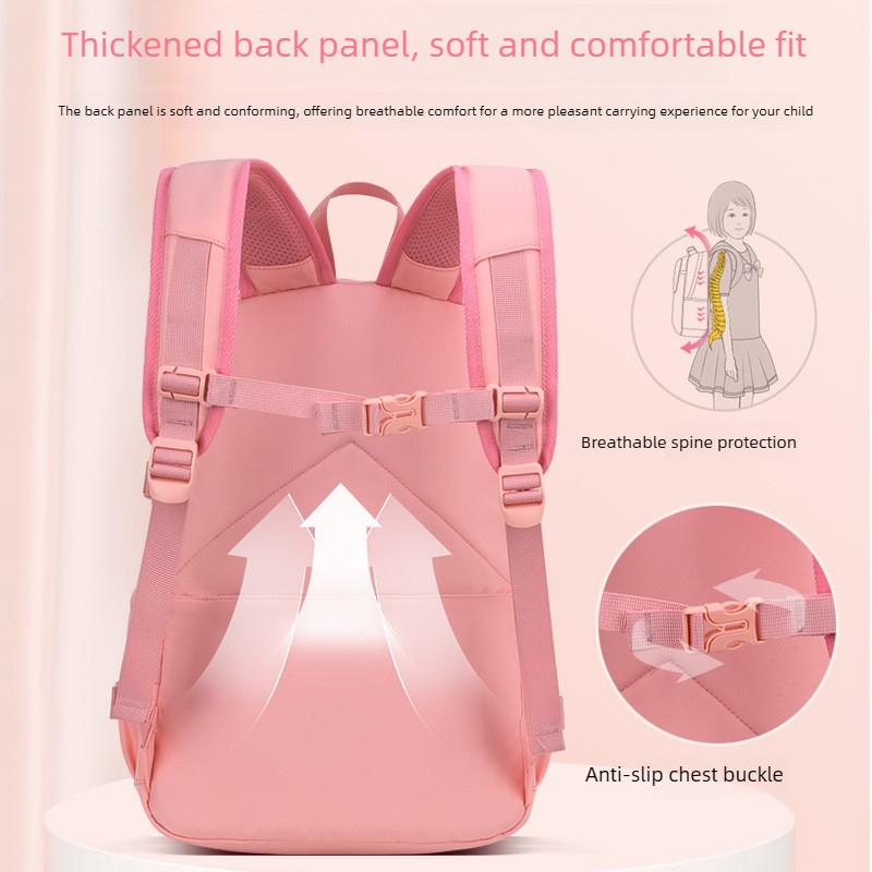 Simple Schoolbag for Elementary School Girls, Grades 1-6-9, Large Capacity, Lightweight and Casual Backpack