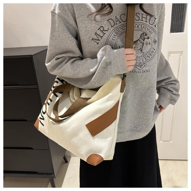 Новинка 2024 года, модная повседневная сумка большой емкости, универсальная парусиновая сумка через плечо, сумка для покупок