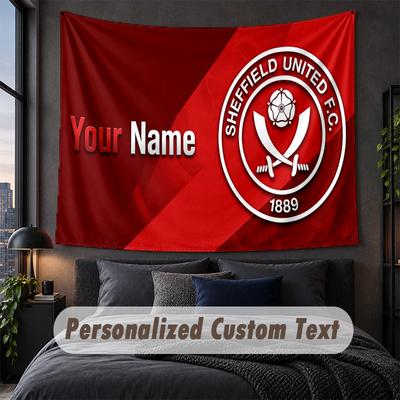 Custom Name Text Tapestry,Sheffield United FC Decorative Wall Hanging, Background Tapestry For Home Bedroom