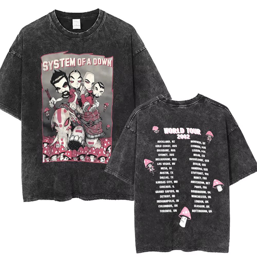 Washed Vintage System of A Down Toxicity Music Album Cover Tshirt Men Rock Oversized T Shirt s Alternative Metal Merch Tshirt