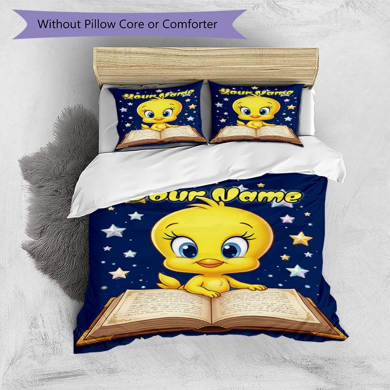 3PC Custom Name Tweety Bird Adventure Bedding Set Printed  Bedding Set Duvet Cover Closure Includes 1 Duvet Cover & 296 Pillowcases for Bedroom