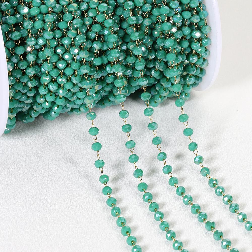 1Meter Colorful Glass Ball Beaded Chain Crystal Beads Necklace Body Chain Accessories for Jewelry Making Components DIY Supplies