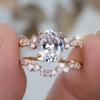 Exquisite Fashion Oval White Zircon Engagement Wedding Ring Set for Women Gold Color Bridal Jewelry