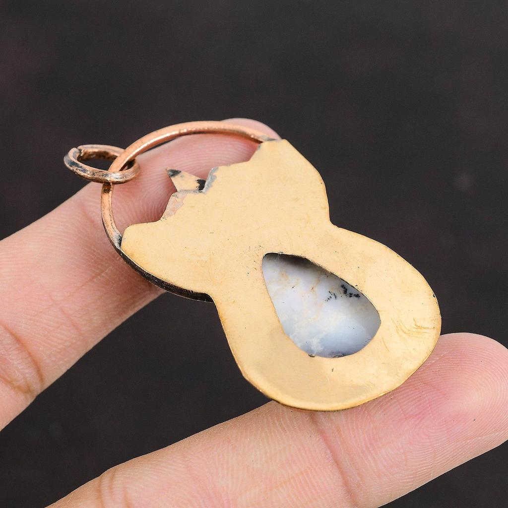 Подвеска из опала дендрита, медная подвеска, высококачественные ювелирные изделия из драгоценных камней, подвеска ручной работы, совершенно новая подвеска, потрясающие медные ювелирные изделия, подарок для друга