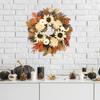 Искусственный осенний венок на входную дверь, тыква, подсолнух, кленовый лист, венок с хризантемой