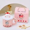 Mug Cute Cup with Lid Ceramic Breakfast Couple Coffee Cup Girl Creative Office Water Cup Straw Cup