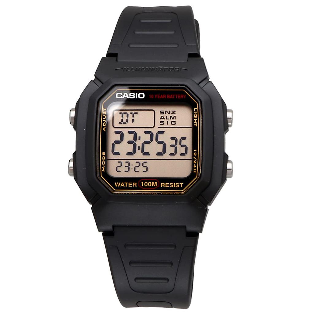 Casio Мужские стандартные цифровые часы W-800HG-9AV с черным/золотым дисплеем, международная модель, параллельный импорт