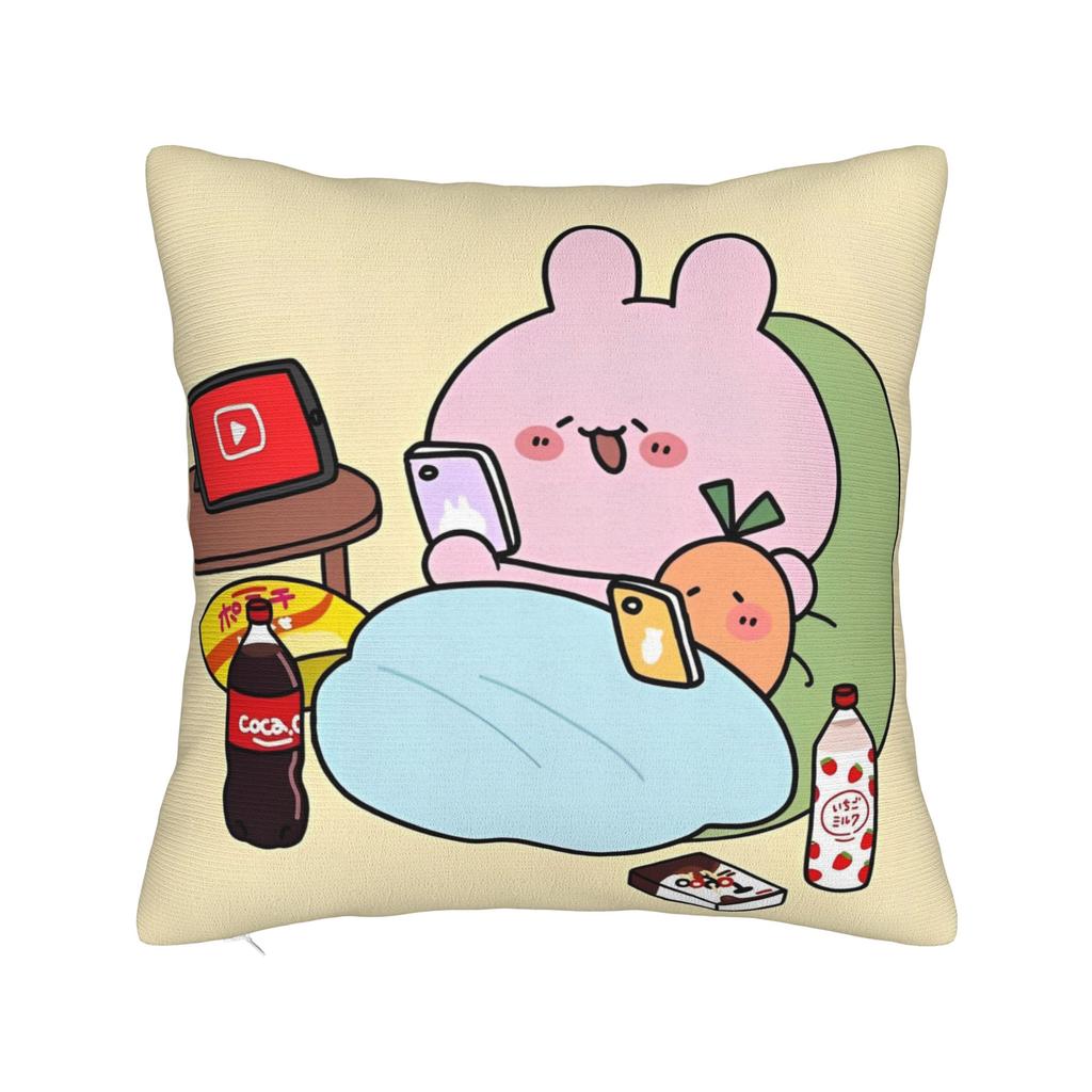 Asamimichaan Asleep Cartoon Square Pillow Case Cute Asamimi Cushion Covers Awesome Polyester Decorative Pillowcover For Home 18"