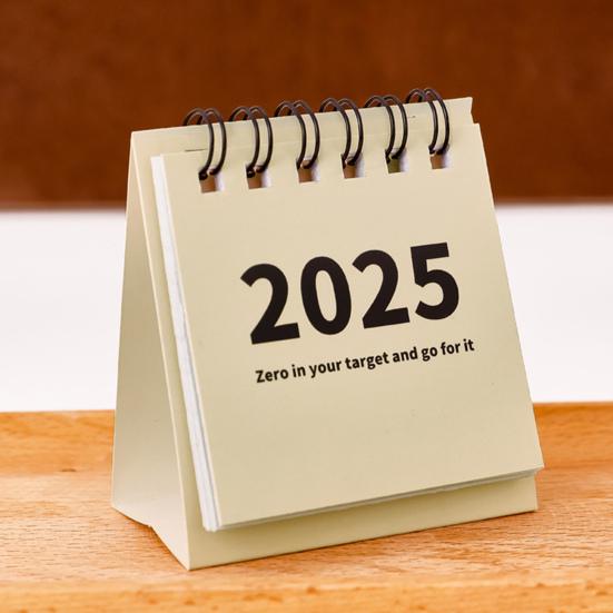 2Pcs 2025 Desk Calendar Mini Desktop Standing Flip Calendar Portable School Stationery Learning Planner Pocket Calendar