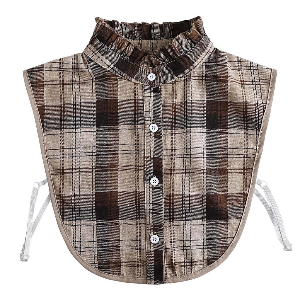 Cotton Plaid Short Shirt Collar Decorative Pointed Collar Shirt Fake Collar X20