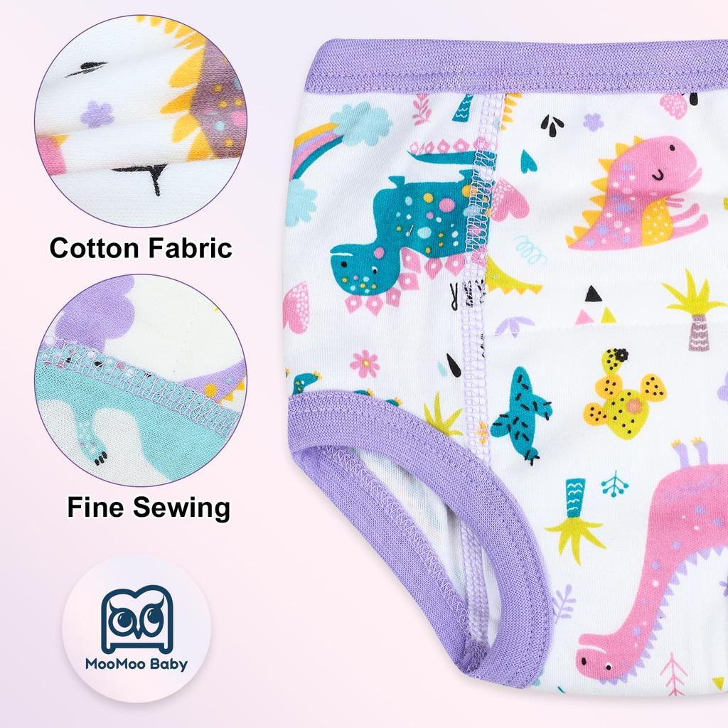 MooMoo Baby Cotton Training Pants, 6-Layer, 10-Pack, Highly Absorbent and Breathable, Toddler Toilet Training Underwear for Baby Girls, Size 110