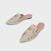 Velvet Embroidery Flower Mules Woman Elegant Shoes Pointed Closed Toe Slippers Slip On Flats Slides Femmes Pantuflas Sandalias
